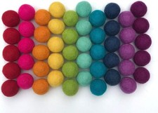 100 Pure New Zealand Wool Pom Poms - 50 Rainbow Felt Balls for DIY Projects