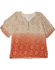 ARIAT Damen Big & Tall Bluse Top UK 18 XL Rot Geometrisches Muster Polyester CR54