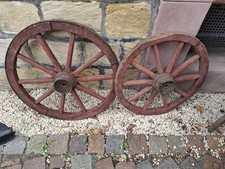 Alte Wagenräder aus  Holz, Speichenrad mit Eisenring 58cm, Rad ohne Ring 48cm