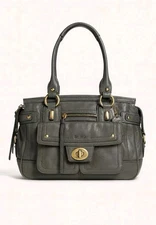 Coach F12475 Hampton Mineral Green Gray Leather Lindsay Handbag w/Hangtag