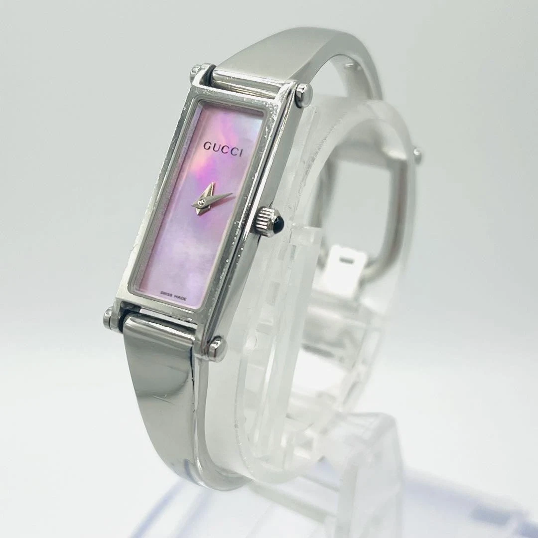 [Bon état] Bracelet argent GUCCI 1500L cadran rose coquille