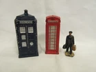 Dinky Toys cast metal Police Box #42a; Telephone Box #12c; Porter with Bags #1e