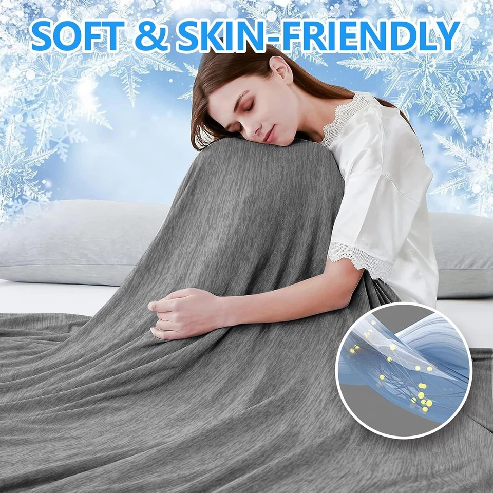 Coperta Rinfrescante 150 X 200CM, 2 in 1 Matrimoniali Lenzuolo Refrigerante, Q-M - Immagine 3 di 4