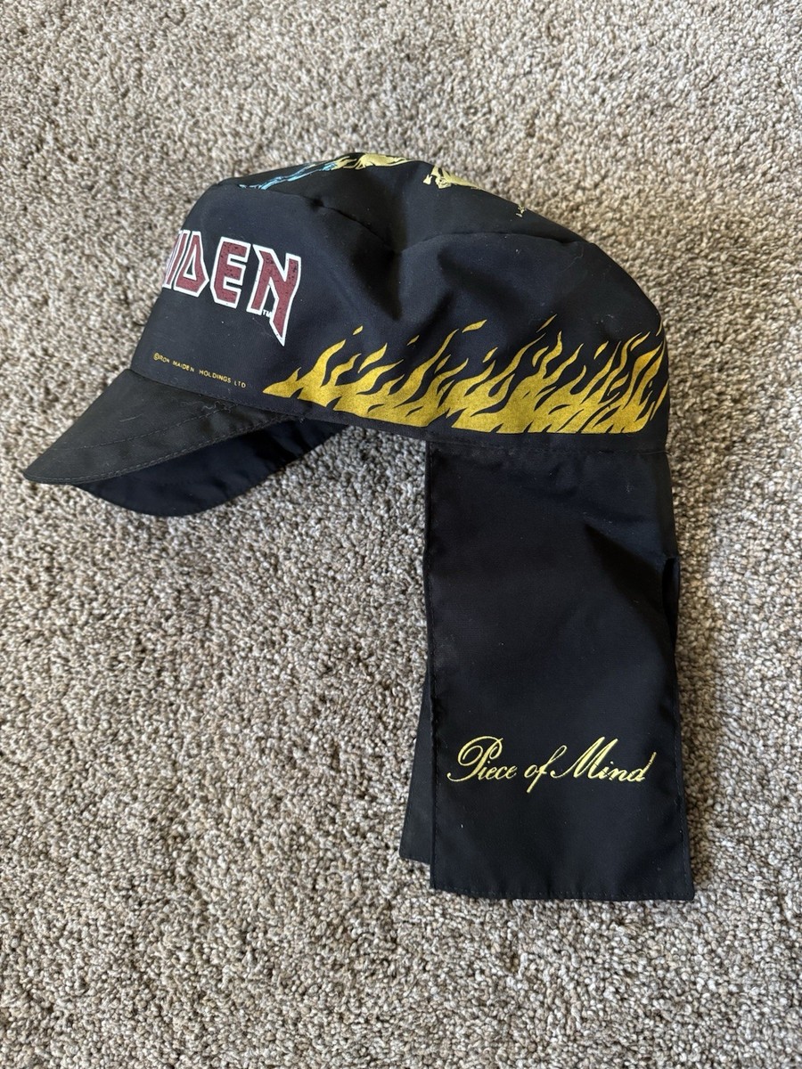 Vintage 1980s IRON MAIDEN Piece Of Mind Trapper Hat Cap W Ear