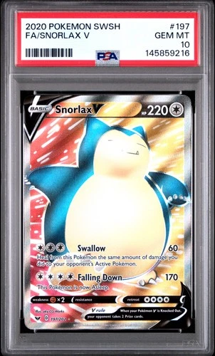 2020 Pokemon Sword & Shield 197 Snorlax V PSA 10 145859216