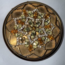 compact Elgin American USA Rhinestone Snowflake Broken Mirror Missing Stones