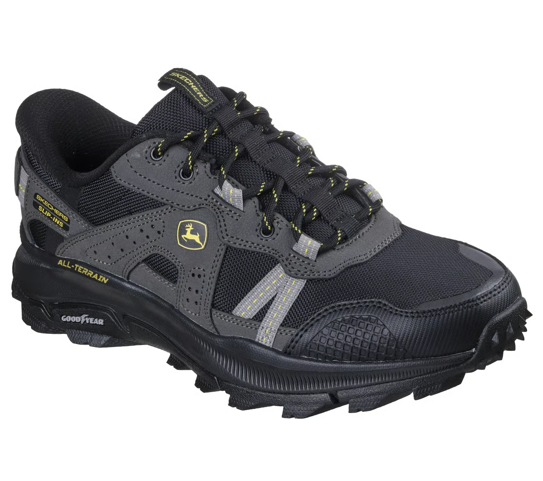 Black John Deere Slip Ins Skechers Trail Shoes Men's Relaxed Fit Comfort 256009