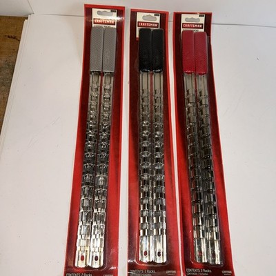 Vintage Craftsman 3 Pc Set USA 1/4  3/8   1/2  Drive Socket Rack Organizer  NEW
