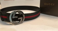 Gucci Authentic Web Belt Green/Red/Black Size 90