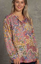 Johnny Was Spring Kalani Blouse Silk Shirt Sz XL NWT