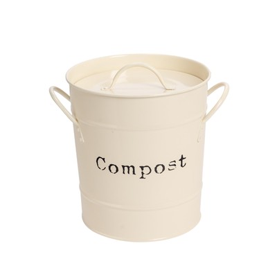 Vintage Metall Küchen Compost Bin Entsorgung herausnehmbare Inneneimer Creme
