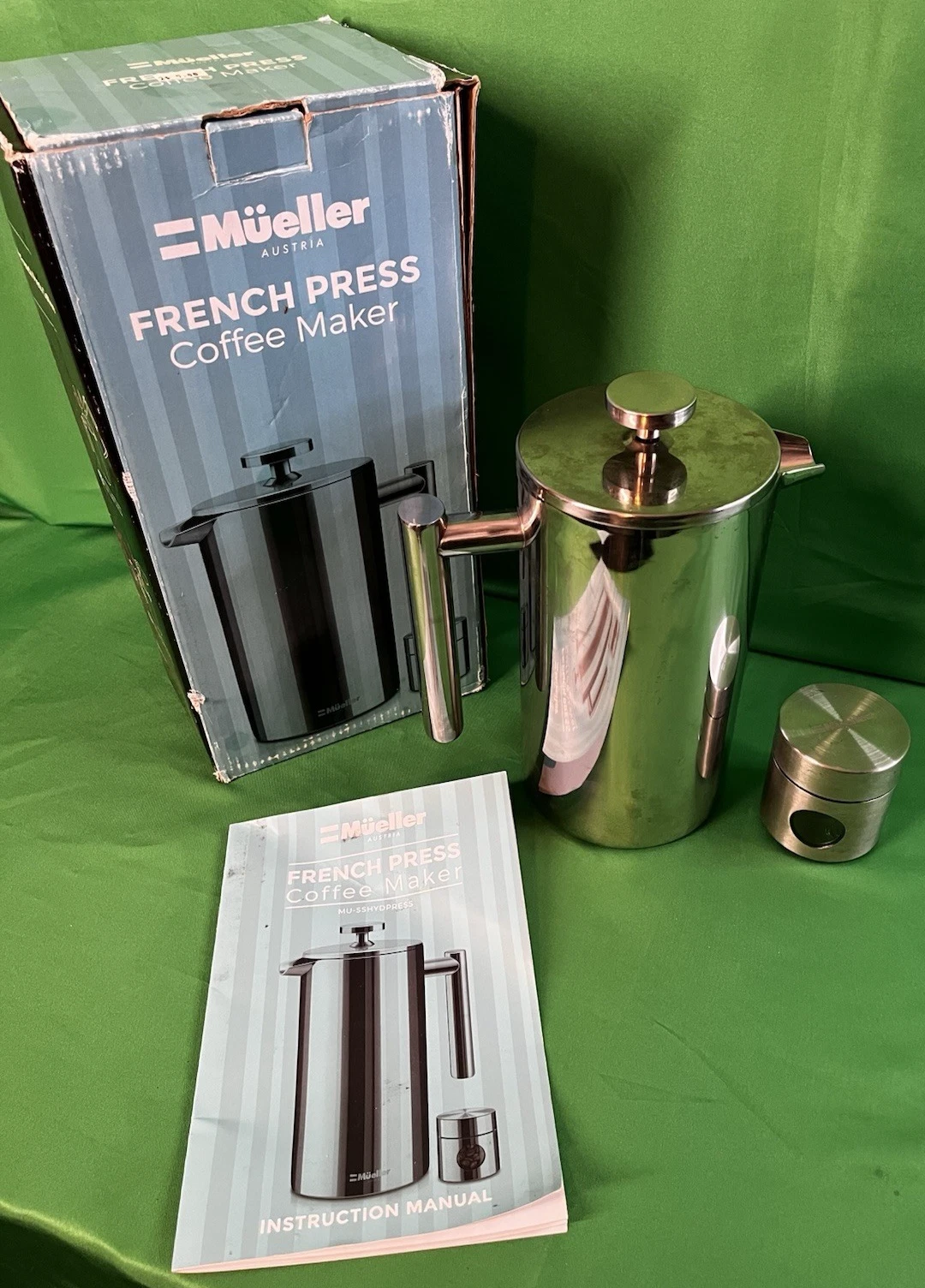 Mueller Stainless Steel French Press Coffee Maker 34 oz w/Bonus Canister