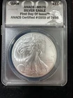 2008 ANACS MS70 ASE 1oz American Silver Eagle $1 US First Day of Issue FDOI