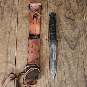 Vtg U.S. M3 Case 1943 Fighting Knife w/ U.S. M6 1943 L&C Leather Sheath FJA
