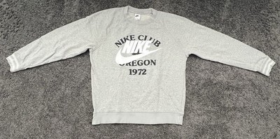 Nike Club Oregon 1972 Sweatshirt Men s Medium Gray Crew Neck Swoosh Long Sleeve