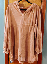 Easel Womens Pullover Hoodie M Pink Cotton Spandex Solid Drawstring ET15805
