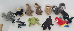 Folkmanis Mini Animal Finger Puppet Lot Of 11 Bunnies Bird Frog Otter Squirrel