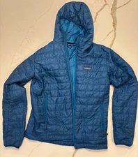 Patagonia Nano Puff Hoody Jacket Blue Full Zip Hooded Mens Medium Style 84222