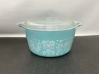 Vintage Pyrex Amish Butterprint 473 Turquoise Casserole Dish with Lid 470-C 1 Qt