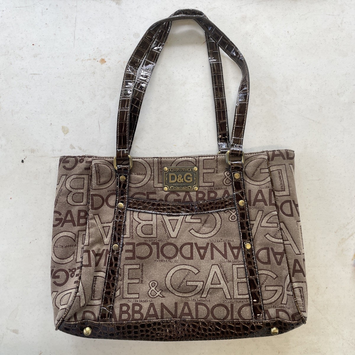 Vintage Dolce Gabbana Large Monogram Satchel Original Denim Line