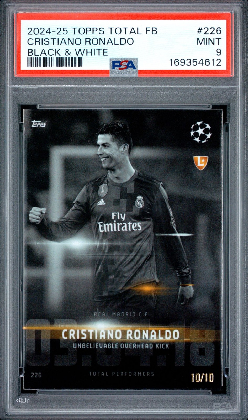 2024-25 Topps Total Football Cristiano Ronaldo #226 Black & White PSA 9