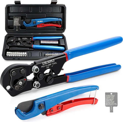 PEX Crimping Tool Kit with Cinch and Removal, 3/8 Inch to 1 Inch, Storage Box