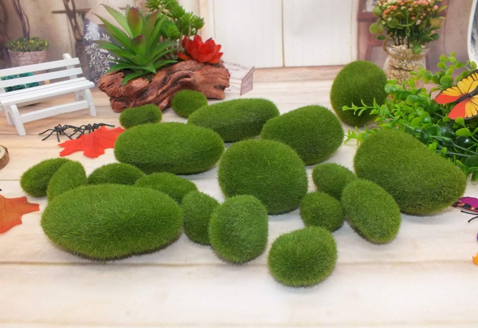 19 Pieces Artificial Moss Balls for DIY Floral Design Rocks Decorative foam