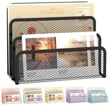 Mail Organizer Countertop for Desk, Mail File Holder with 3-Slot, Black