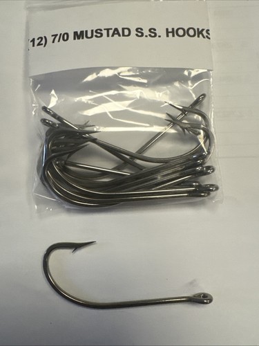 12 ganchos Mustad 3407 DT tamaño 7/0 agua salada gran duración J 3407DT-7/0
