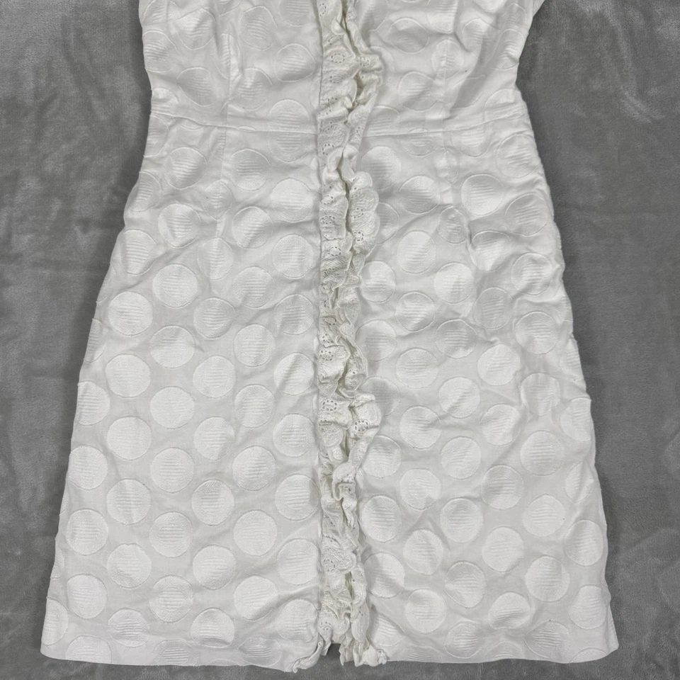 Moulinette Soeurs Dress Womens 6 Eyelet Polka Dot Ruffle Cap Sleeve Pockets - Image 2 of 4