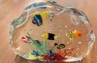 Vintage Murano Glass Fish Aquarium Paperweight, Shell Shaped - Large