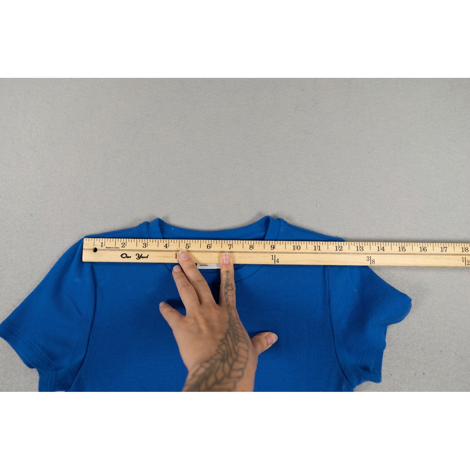 Aritzia TNA Womens HomeStretch Ribbed Crew Neck T-Shirt Blue XS Basic Tee image 4