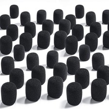 50 Mini Foam Microphone Windscreen Covers for Lapel and Lavalier Mics Black