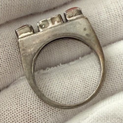 2 Sterling Native American Rings & Cuff Bracelet Turquoise & Coral ~ Need Repair - Picture 8 of 21