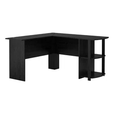 Dakota L-Desk with Bookshelves, Black Oak