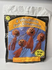 Sunhill Vintage Windsock Fun Streamer Pumpkins Jack O’ Lanterns 32" Long