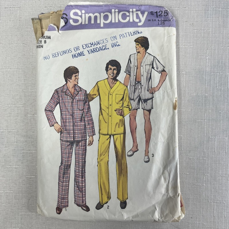 Vintage 1973 Simplicity Sewing Pattern 5946 Mens Pajamas SZ M  (cut & uncut)