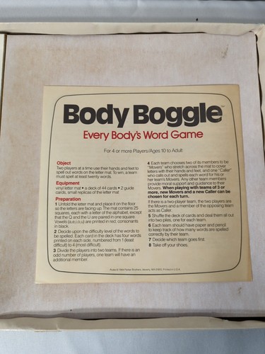 BODY BOGGLE Board Game Parker Brothers Twister Style Spelling Complete W/ Instru - Picture 3 of 10