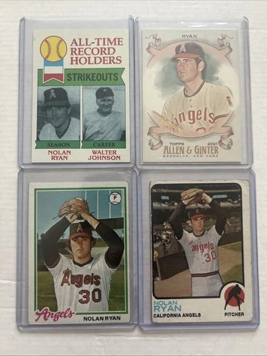 NOLAN RYAN 4BASEBALL CARD LOT 1973 TOPPS 1978 TOPPS 1979 TOPPS W/ WALTER JOHNSON