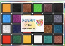 XoreArt 24 Color Kids Finger Paint Ink Pads Washable Ink