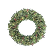72 in Pre-lit Rocky Mountain Spruce Wreath, 1350 Tips, 500 UL Warm White LED ...
