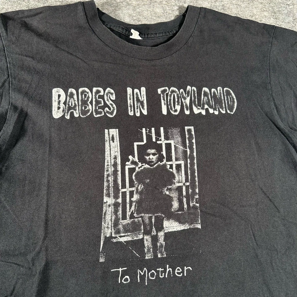 Camisa masculina vintage Babes In Toyland média preta anos 80 anos 90 buraco grunge para mãe - Imagem 2 de 4