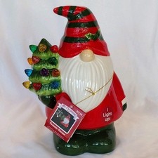 Mr. Christmas Ceramic Gnome LED Illuminated Tree Holiday Light Up Figurine