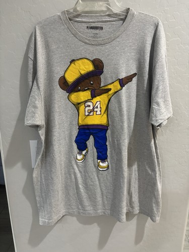 HardTen Clothing Mens 2XL Gray Teddy Bear Tshirt Kobe Bryant #24 LA Lakers Theme