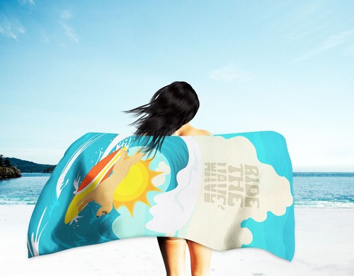 Surfer Dog Gold Golden Retriever Premium Beach Towel Oversized Towel Beach - Picture 3 of 6