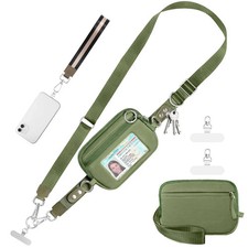 Phone Strap Crossbody Adjustable Detachble RFID Wallet Wristlet ID Window Zipper