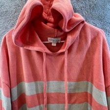 Belle Beach Kim Gravel Womens XL Coral Pink Beige Striped Coastal Resort