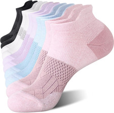 5-6 Pairs Ankle Running Socks for Women Athletic Cushioned Low Cut Tab Sports So