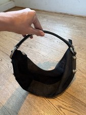Versace Vintage Gianni Women Shoulder Bag In Black Nylon and Leather Authentic