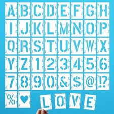 2 Inch Letter Stencils Numbers Craft Stencils, 42 Pcs Reusable Alphabet Templ...